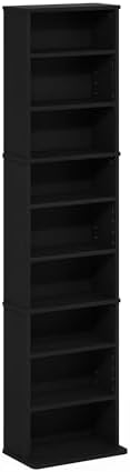 Furinno Jaya DVD Shelf, 9-Shelf Tall Narrow CD Rack, Media Shelf - Image 6