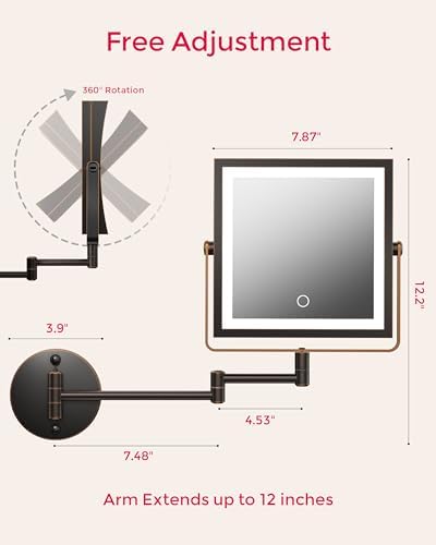 Rechargeable Wall Mounted Makeup Mirror - Image 6