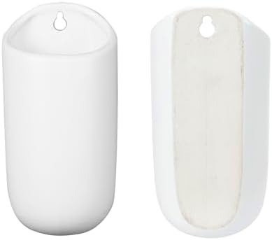 MyGift Set of 4 Matte White Ceramic Wall Planters, 6 Inch Hanging Pots - Image 6