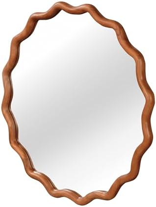 GDFStudio 36 Inch Wavy Round Solid Wood Frame Mirror, Bohemian Decorative Wall - Image 7