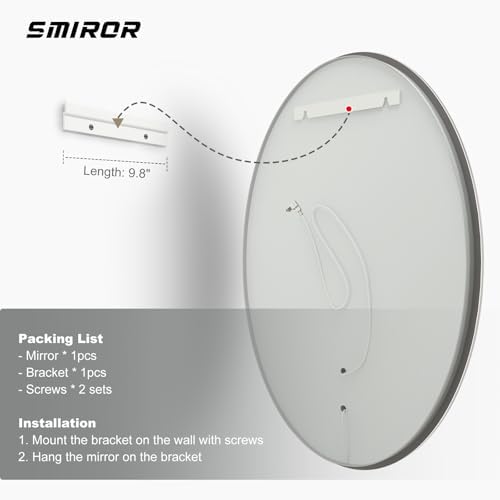 SMIROR 28x36 Oval LED Bathroom Mirror, Lighted Vanity Mirror - Image 6