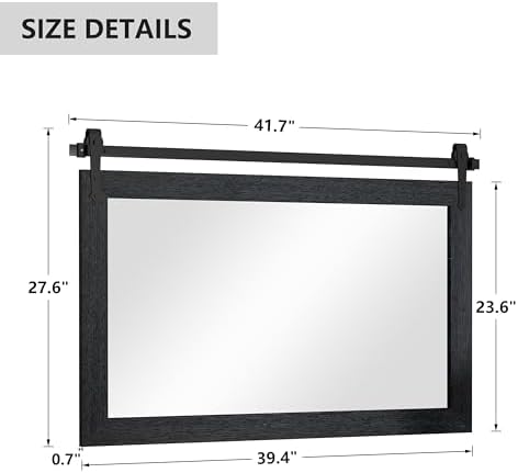Farmhouse Mirror 42”x28” Black Rustic Mirror - Image 5