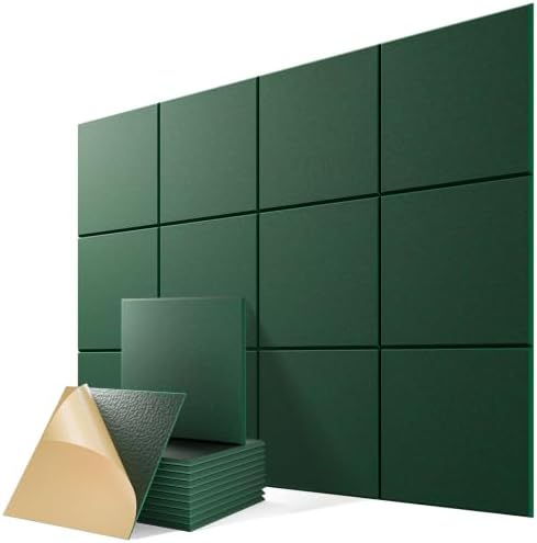 12 Pack Self-Adhesive Sound Proof Foam Panels by Lebenforce