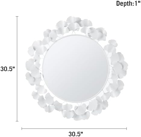 Martha Stewart Wall Décor Large Gingko Leaf Round Wall Mirror - Image 7