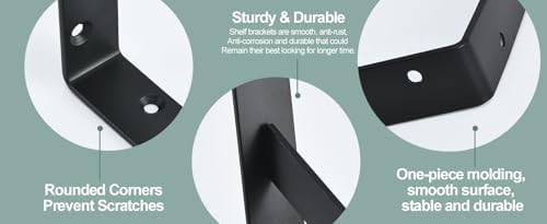 12 Pack L10 x H 8" Black Heavy Duty Shelf Brackets - Image 6