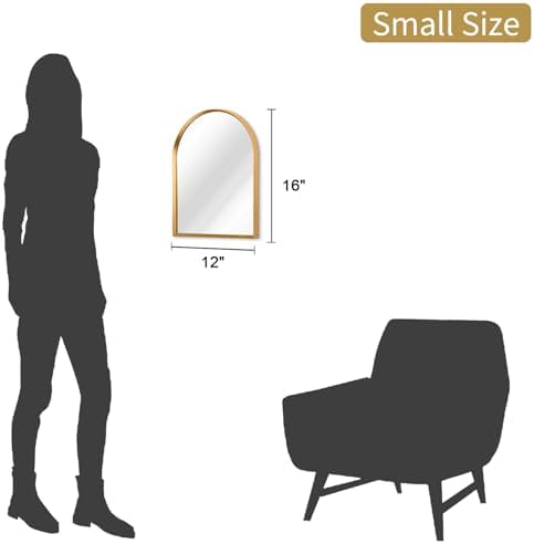 Gold Arched Mirror, Modern Bathroom Wall Mirror Aluminum Alloy Framed Mirror - Image 7