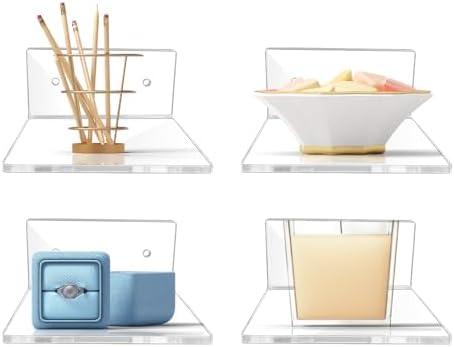 4 Inch 4PCS Clear Acrylic Floating Wall Shelves, Small Floating Shelves - Image 7