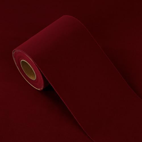 Dark Red Mirror Frame Border Velvet Fabric Wallpaper 3.94"x197" - Image 7
