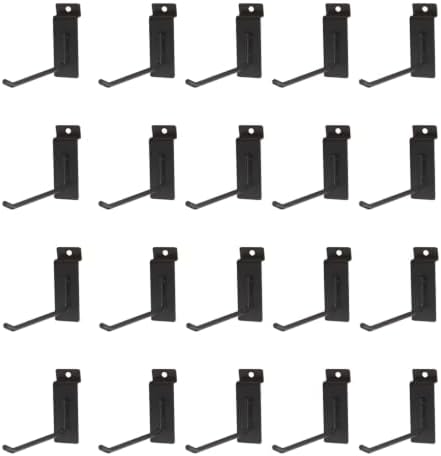 20 Pack Black Slatwall Accessories, Heavy Duty Steel Slatwall Hooks by Fivaz