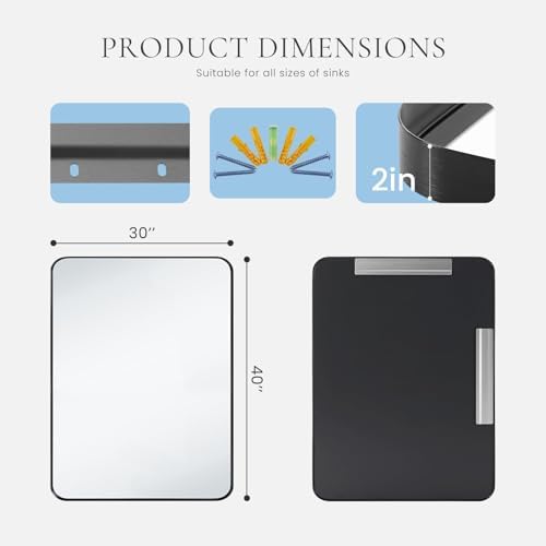 40x30 Inch Rectangle Bathroom Mirror - Image 6