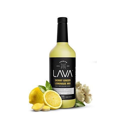 (3 Pack) LAVA Premium Skinny Ginger Lemonade Vodka Cocktail Mix made with Sicilian Lemon Juice, Candied Ginger Puree - 33.8oz Bottles