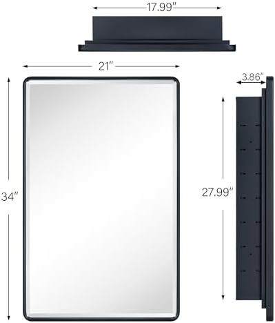 TEHOME Farmhouse Black Recessed Bathroom Medicine Cabinet - Image 6