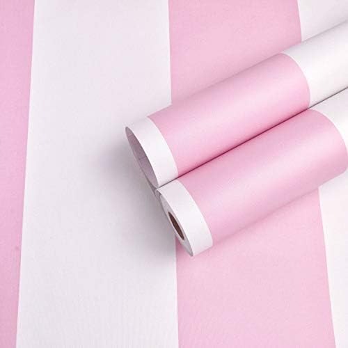 AINITAOCOM Self Adhesive Vinyl Pink and White Stripe Peel and Stick Wallpaper - Image 3