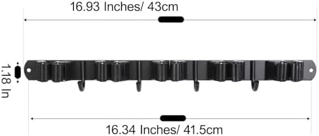 voze 5 Racks and 4 Hooks Mop and Broom Holder Wall Mount, Self Adhesive Heavy - Image 6