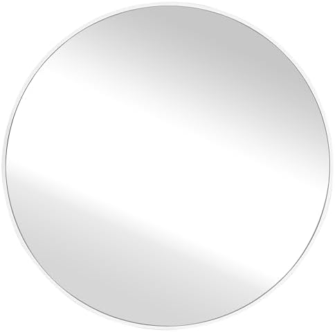 White Round Mirror 24 Inch, Circle Bathroom Vanity Mirror - Image 7