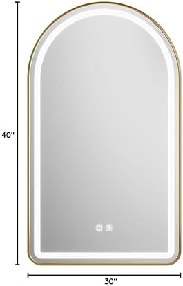 Arched Bathroom Mirror 30"x40", LED Tempered Glass - Image 6