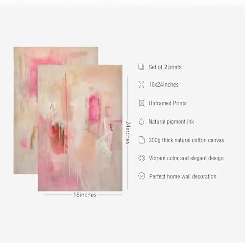 ZHGYGBN Modern Wall Art Pink Beige Abstract Set of 2 16x24 Inch Unframed - Image 7