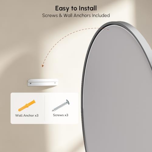 USHOWER Brushed Nickel Oval Bathroom Mirror, 20x28 Inch Oval Mirror - Image 6