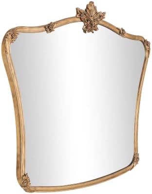 Deco 79 Metal Floral Room Wall Mirror Orante Antique Curved Entryway Mirror - Image 7