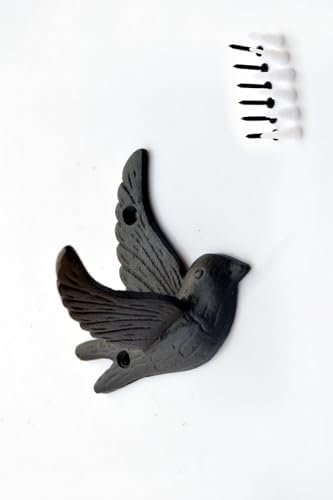Perfekta Cast Iron Bird Wall Hooks, Hats and Bags, Heavy Duty Decorative Flying - Image 7