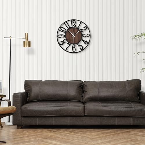LEIKE 14in Arabic Numeral Wall Clock Battery Operated Black, Silent Non Ticking - Image 6