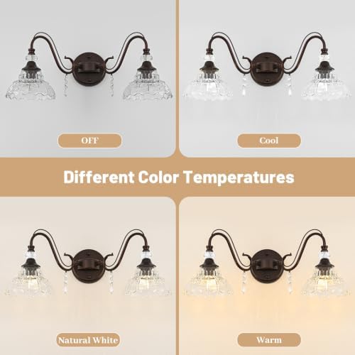 Vintage Bathroom Vanity Light, 2-Light Oil Rubbed Bronze Finish Wall Sconce - Image 7