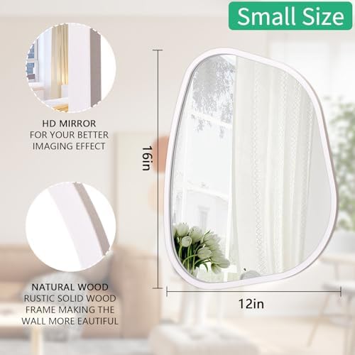 Asymmetrical Mirror Irregular Oval Wall Mirror Modern Wood Frame Unique Shape - Image 7