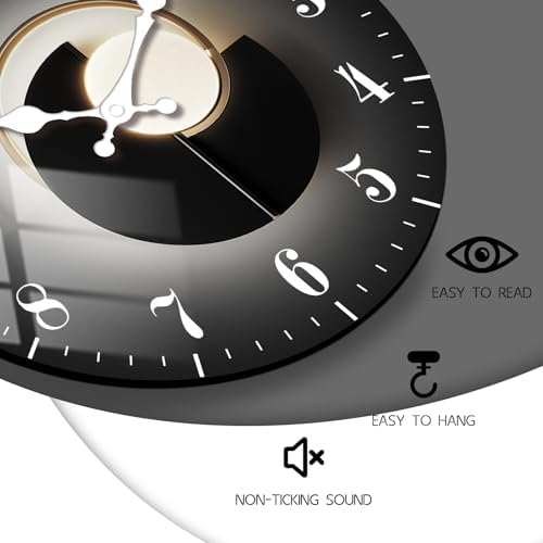 12 Inch Black Wall Clock – Minimalist Black and Gold Analog Wall Clocks - Image 6