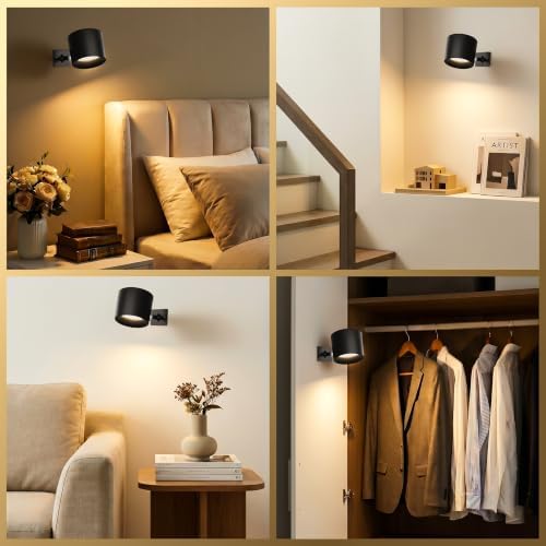 Ouyulong Magnetic Wall Sconces, Double-Sided Rechargeable Battery Wall Lights - Image 6