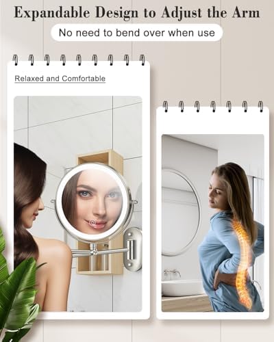 20X 9" Wall Mounted Magnifying Makeup Mirror - Image 6