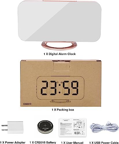 Digital Alarm Clock, 7 Inch LED Mirrored Large Display, - Image 6