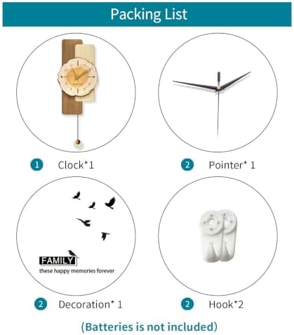 Pendulum Wall Clock for Living Room Decor Silent Battery Operated - Image 7