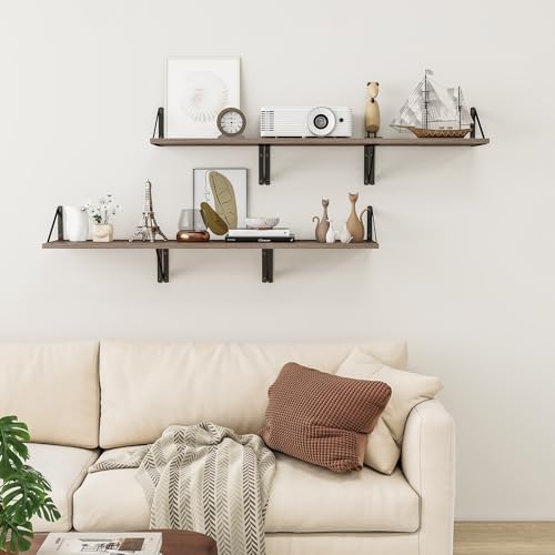 Heimlove 16W x 12D Deep Floating Shelves Set of 3 Grey - Image 6