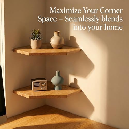 JiudunsKylight Oak 3-Tier Corner Floating Shelf Set - Image 7