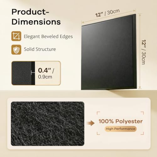 Square Acoustic Panels Soundproof Wall Panels, 12″ × 12″ × 0.4″ High-Density - Image 7