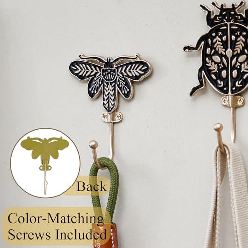 SOFFEE DESIGN Set of 3 Black Insect Hooks, Floral Pattern Wings, Wall Hangers - Image 7