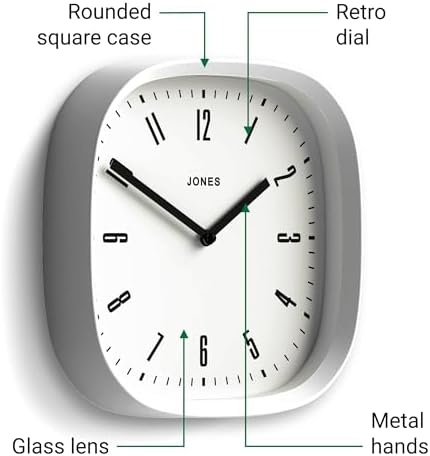 JONES CLOCKS® Marvel wall Clock | Modern Retro Rounded Square Clock | 10" | - Image 6