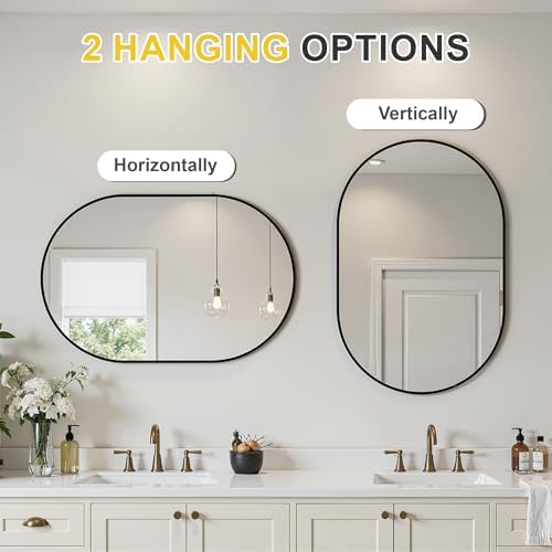 Black Oval Bathroom Mirror for Over Sink, 2 Pack 24"x36" Wall Mirror - Image 6