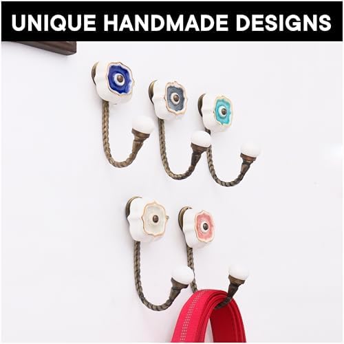 Indian Shelf Pack of 6 Ceramic Wall Hooks - Image 6