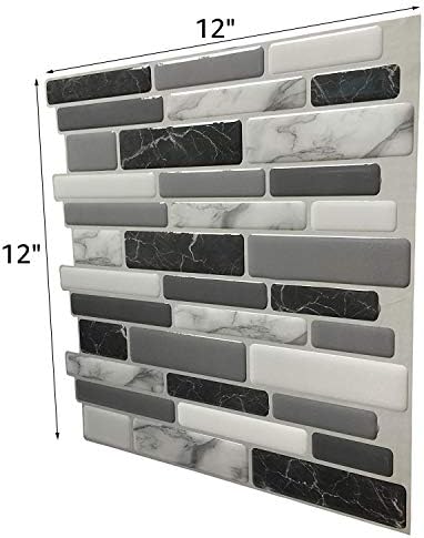 Art3d 6-Pack Peel and Stick Backsplash Wall Tile, 12 x 12 Inch, Marble Grey - Image 6
