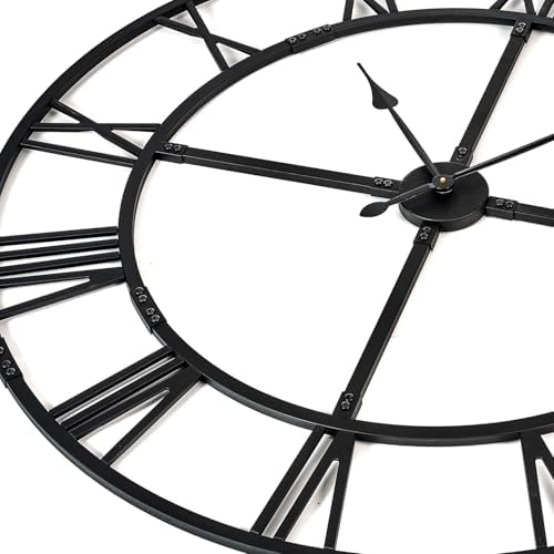 40 Inch Large Silent Wall Clock, Easy Assembly Roman Numeral Black - Image 6
