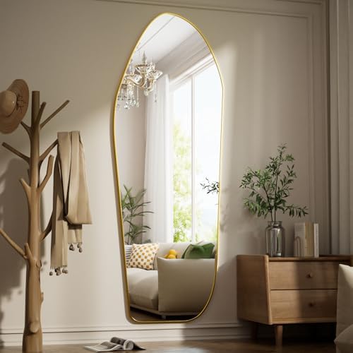 Unique Artistic Mirror Full Length Irregular 71"x26" Matte Gold - Image 6