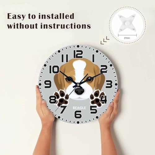 Dog Wall Clock 10 inch Round Dog Paw Silent Non Ticking Wood Wall Clocks - Image 7