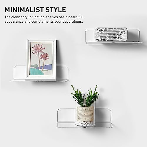 OAPRIRE Acrylic Floating Wall Shelves Clear, No Drill, 9 Inch 2 Pack - Image 6