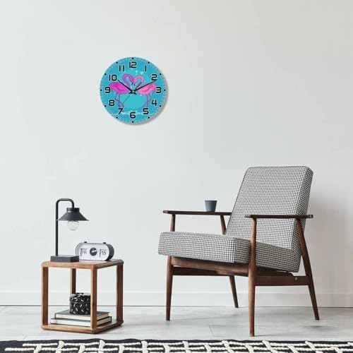 Flamingos Wall Clock Two Pink Ones Battery Powered Wall Clock Silent Non - Image 6