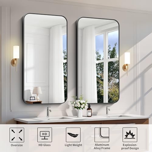 FORBATH Bathroom Mirror 48" x 24", Rectangle Black Narrow Bathroom Mirror - Image 7