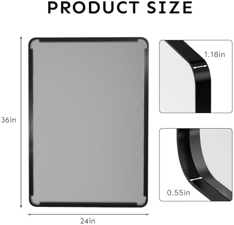 36"x24" Bathroom Vanity Mirror for Wall Aluminum Framed Farmhouse Rectangle - Image 6