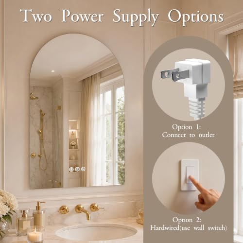 Saliwa Arched Bathroom Mirror, LED Lighted Frameless Backlight - Image 7