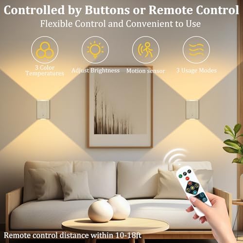 Eneru Motion Sensor Wall Sconce, Rechargeable Wireless Lights Indoor 4 Pack - Image 7