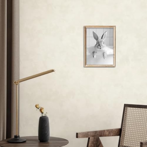 uniro Bunny Black and White Photography, Funny Rabbit Bath Teeth, Bathroom Wall - Image 7